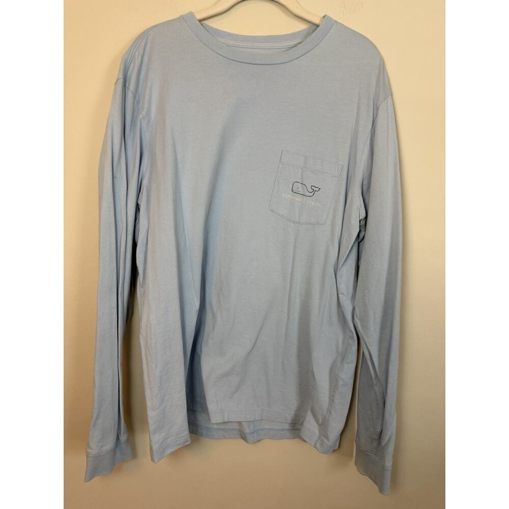 Vineyard Vines Long Sleeve Light Blue Whale Logo Tee Men's Sz S